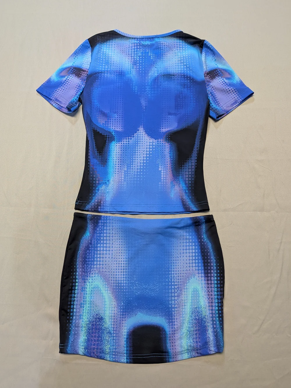 NWT White Fox Boutique Blue Milky Way Two-Piece Set Women's Size XS Stretch